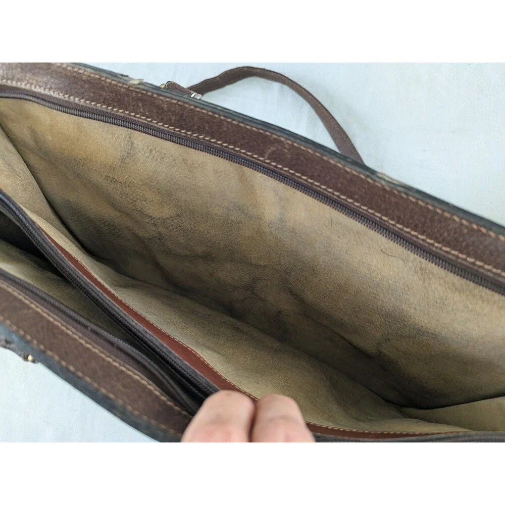 Vintage Mark Cross Men's Brown Leather Briefcase Made In Italy 80s Attache
